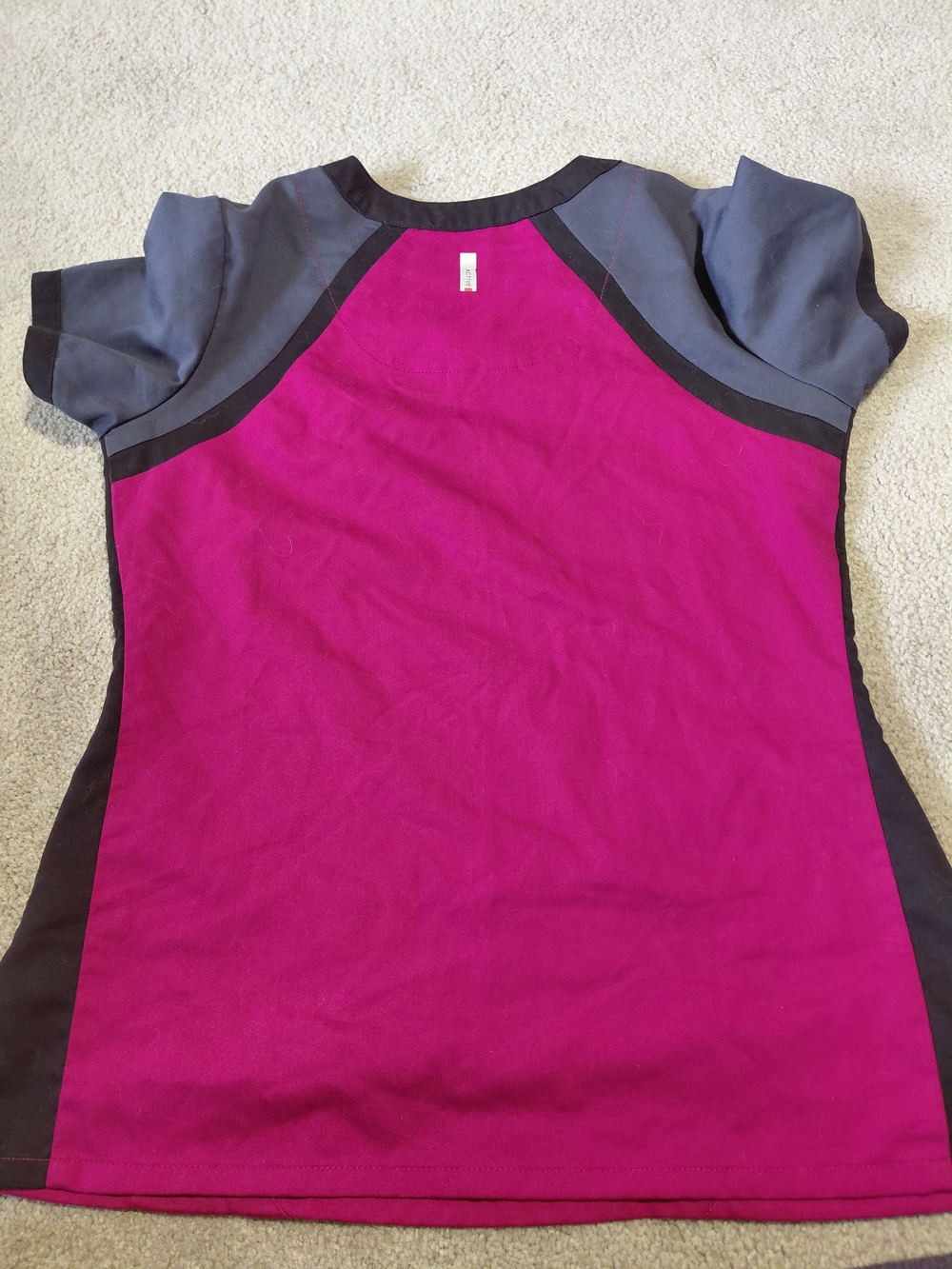 Grey's Anatomy Fuchsia & Gray V-Neck Scrub Top - Picture 2 of 4